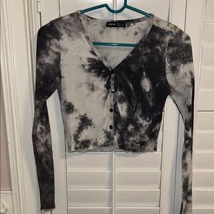 SHEIN Monochrome Tie-Dye Button Down Shirt